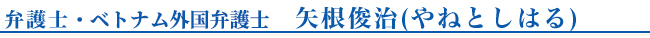 弁護士・ベトナム外国弁護士　矢根俊治（やねとしはる）